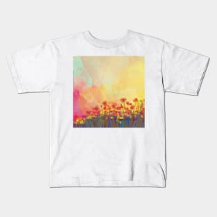 Watercolor field of flowers Kids T-Shirt